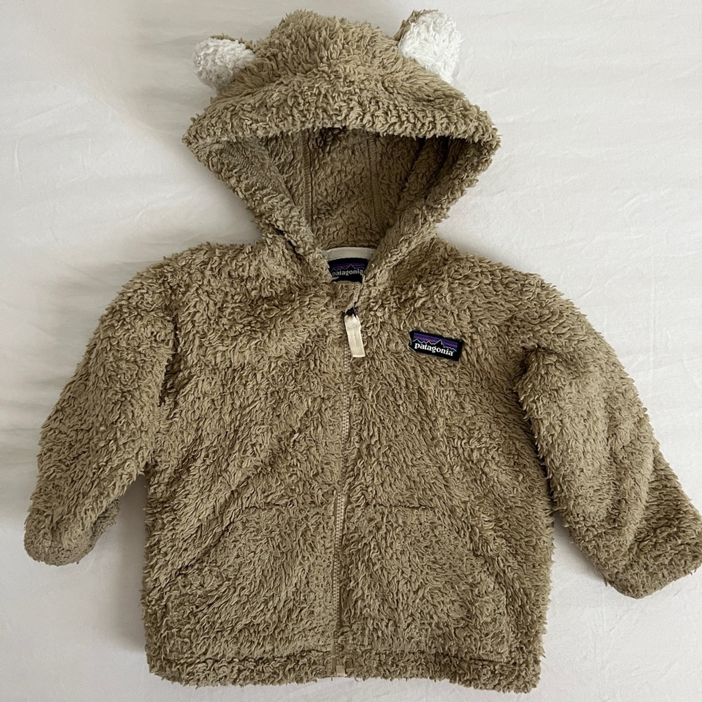 Patagonia fleece furry friends hoody 6-12 m